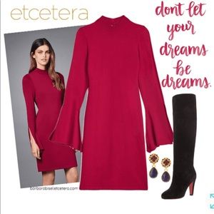 Etcetera red sweater dress